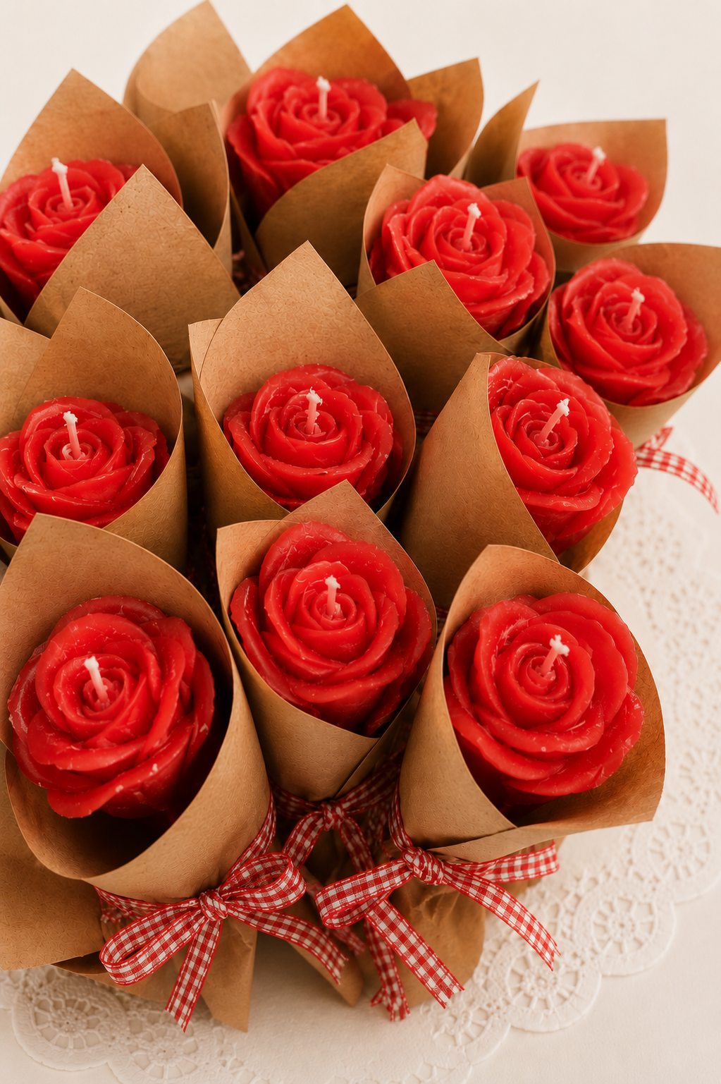 Vela Rosa cucurucho papel kraft